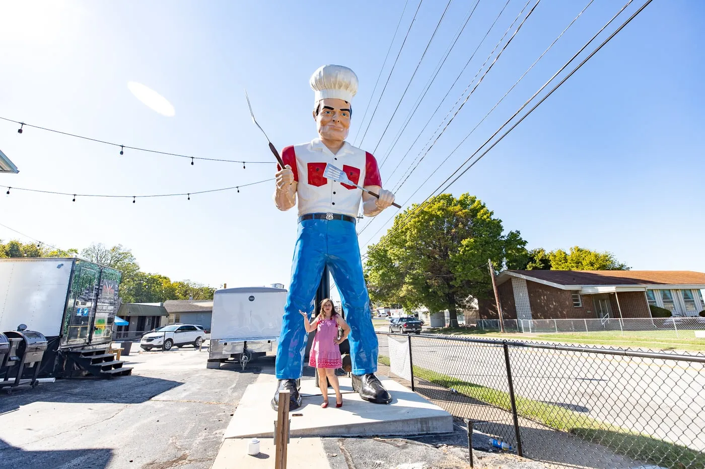 Route 66 Food Truck Park & Chef Muffler Man roadside attraction in Springfield, Missouri