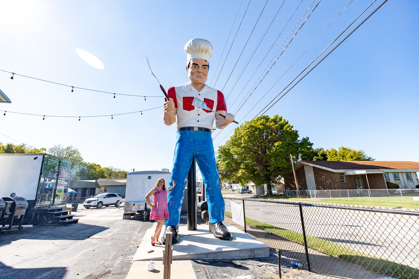 Route 66 Food Truck Park & Chef Muffler Man roadside attraction in Springfield, Missouri