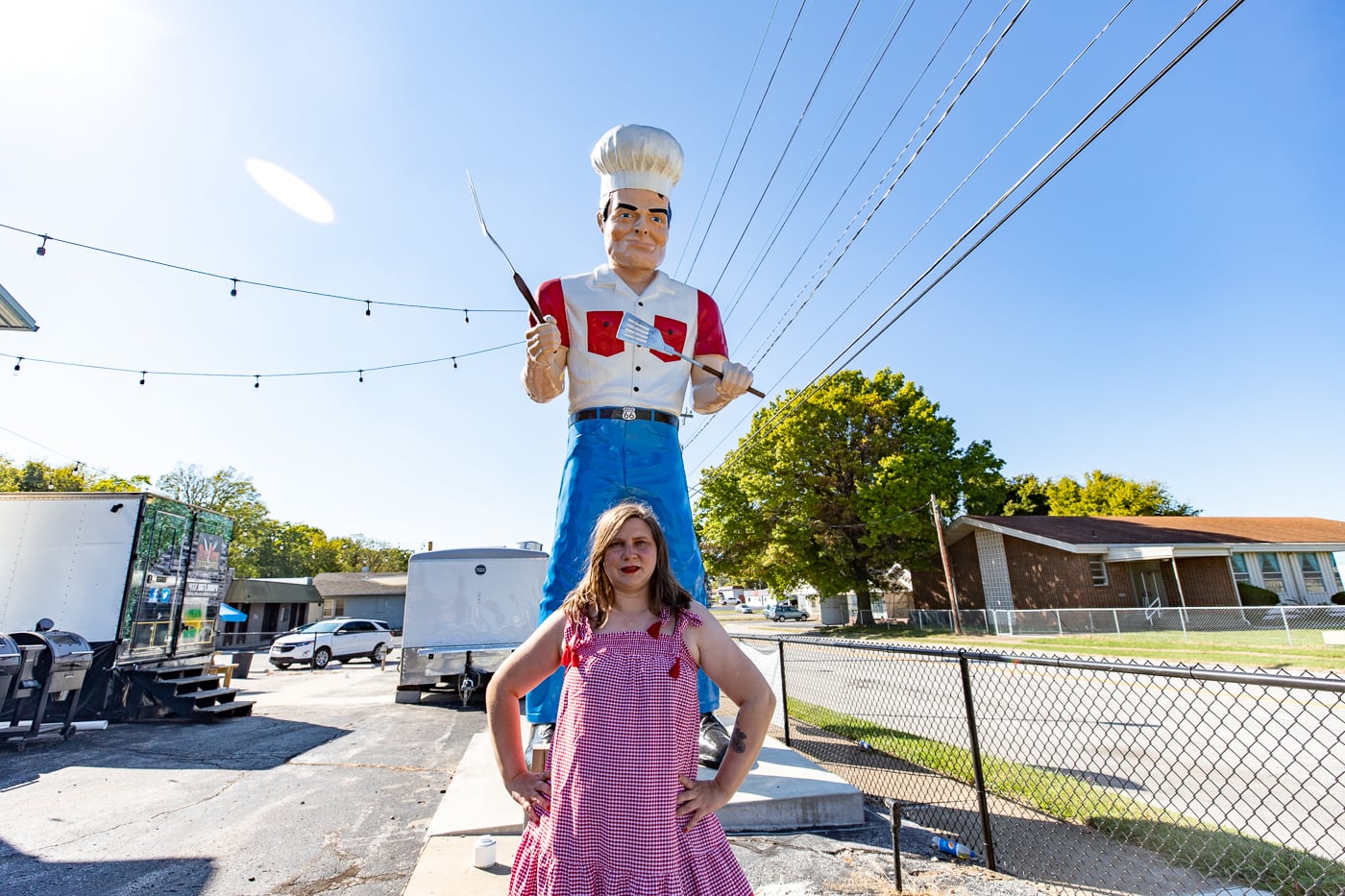 Route 66 Food Truck Park & Chef Muffler Man roadside attraction in Springfield, Missouri