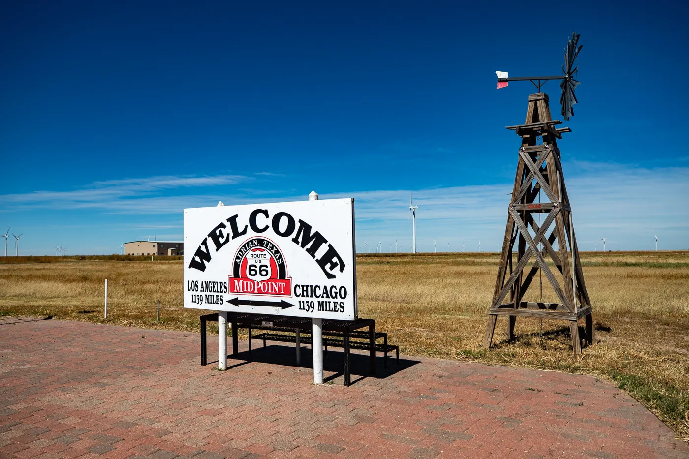 Route 66 Midpoint sign in Adrian, Texas