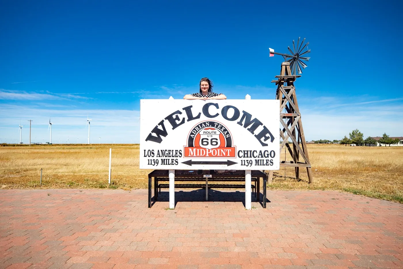 Route 66 Midpoint sign in Adrian, Texas