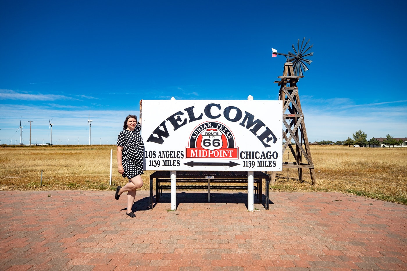 Route 66 Midpoint sign in Adrian, Texas