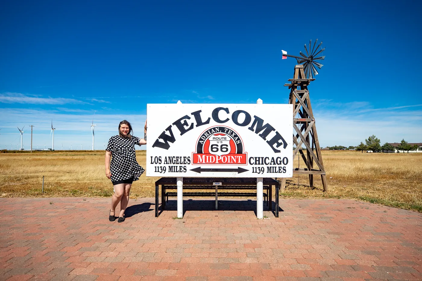 Route 66 Midpoint sign in Adrian, Texas