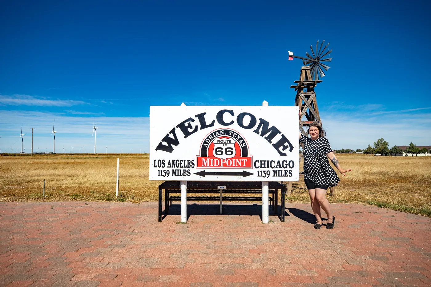 Route 66 Midpoint sign in Adrian, Texas