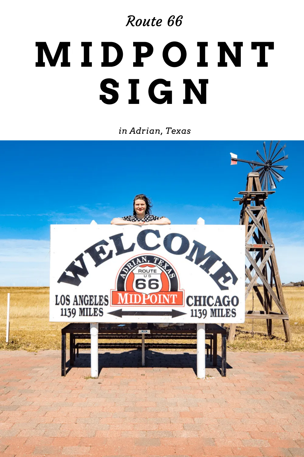 It’s “more than two thousand miles all the way” to travel Route 66 from Chicago to California. 2,278 miles to be exact. So, it’s only fitting that at mile 1,139, there’d be a place to celebrate. Visit Adrian, Texas, a town 1,139 from the starting point in Chicago and 1,139 miles from the end point in California. And be sure to check out the Route 66 Midpoint Sign.  #RoadTrips #RoadTripStop #Route66 #Route66RoadTrip #TexasRoute66 #Texas  #RoadsideAttractions #RoadsideAttraction  #RoadTrip 