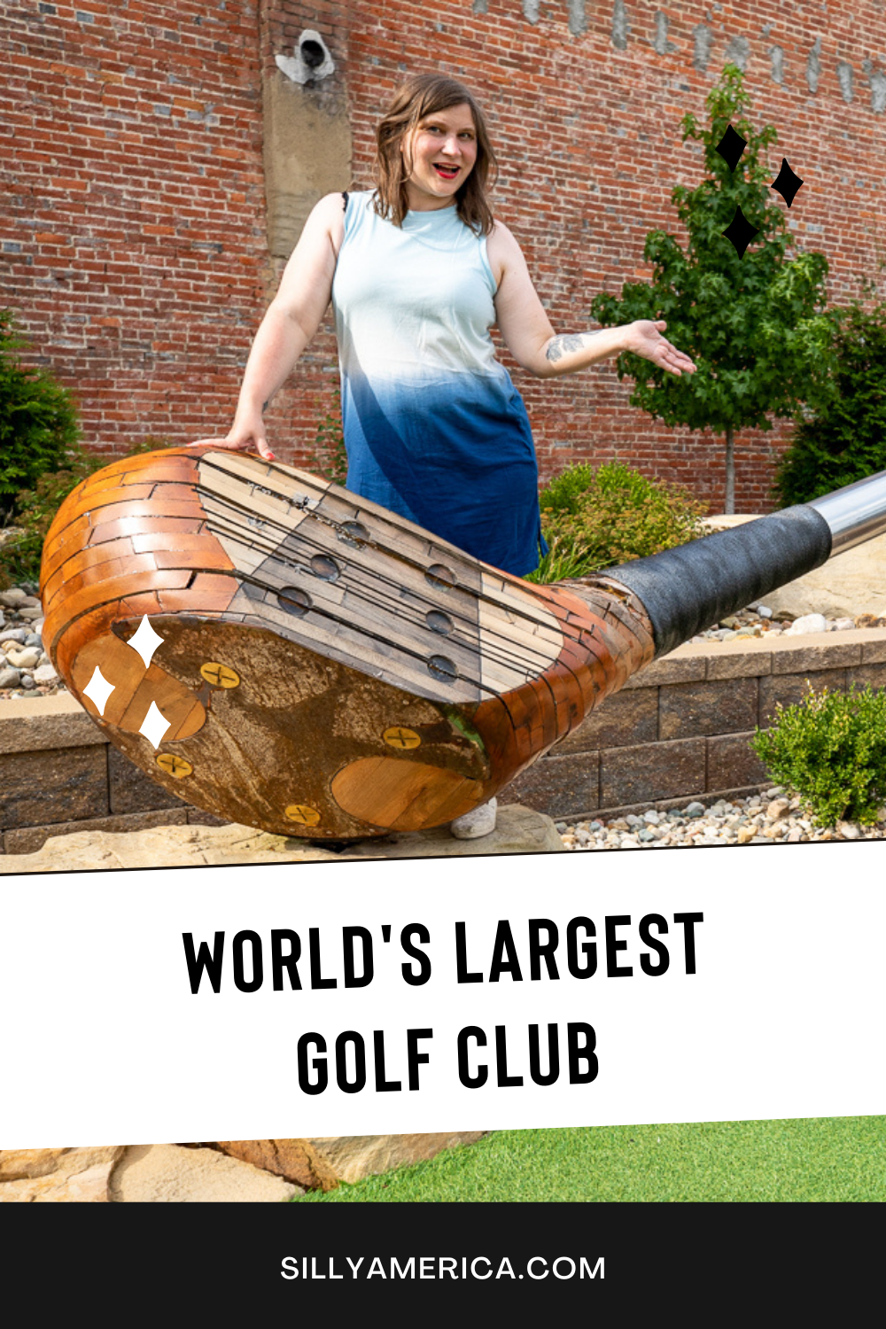 Take a drive to this Illinois roadside attraction: the world’s largest golf club in Casey, Illinois. I’d say that it is definitely above par. The world’s largest golf driver is 45 feet, 9.4 inches long and weighs 731 pounds. Visit on a road trip to Casey, Illinois! #IllinoisRoadsideAttractions #IllinoisRoadsideAttraction #RoadsideAttractions #RoadsideAttraction #RoadTrip #IllinoisRoadTrip #IllinoisWeekendGetaways #IllinoisWithKids #IllinoisRoadTripTravel