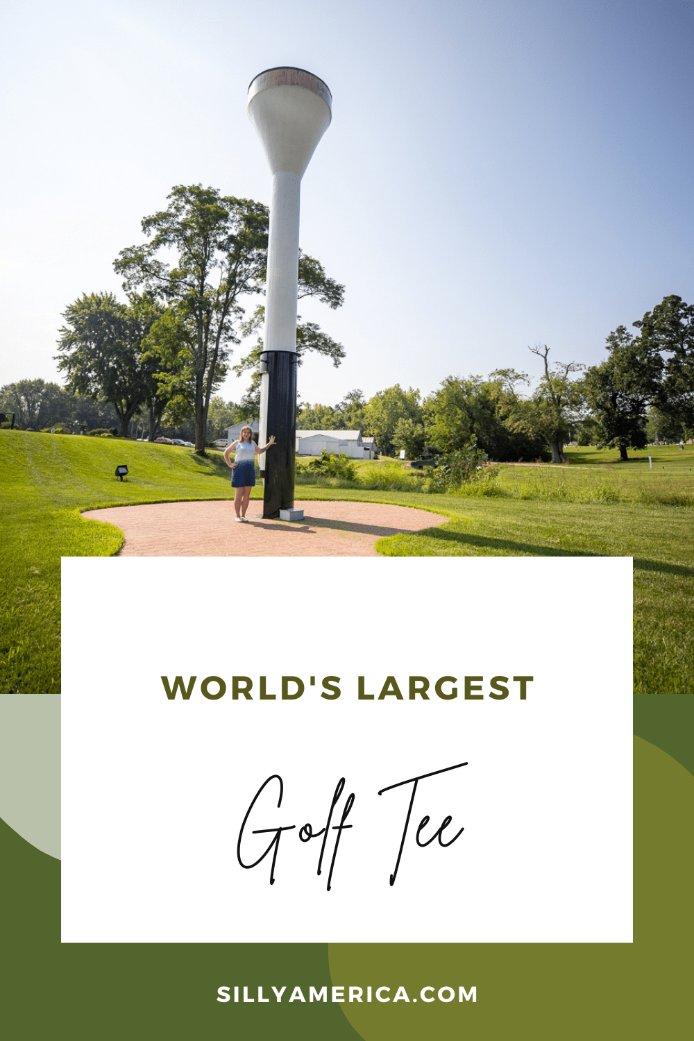 I’m about to tee up the next roadside attraction: the world’s largest golf tee in Casey, Illinois.  The giant golf tee is one of twelve record-holding world’s largest things in Casey, a small town known for thinking big.   VIsit this roadside attraction on an Illinois road trip or weekend getaway.  #IllinoisRoadsideAttractions #IllinoisRoadsideAttraction #RoadsideAttractions #RoadsideAttraction #RoadTrip #IllinoisRoadTrip #IllinoisWeekendGetaways #IllinoisWithKids #IllinoisRoadTripTravel 