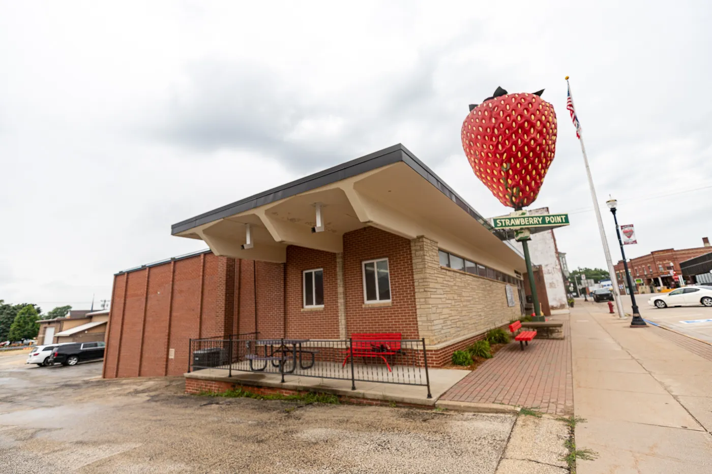 The World's Largest Strawberry in Strawberry Point, Iowa - The Best Iowa Roadside Attractions