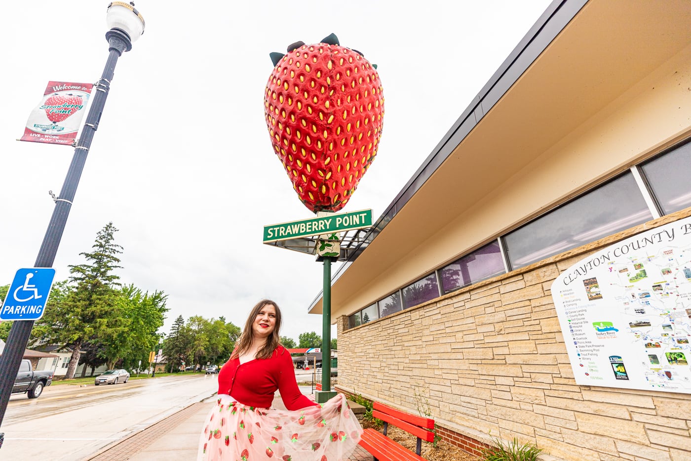 The World's Largest Strawberry in Strawberry Point, Iowa - The Best Iowa Roadside Attractions