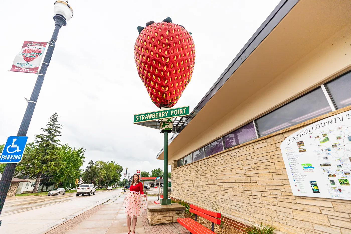 The World's Largest Strawberry in Strawberry Point, Iowa - The Best Iowa Roadside Attractions