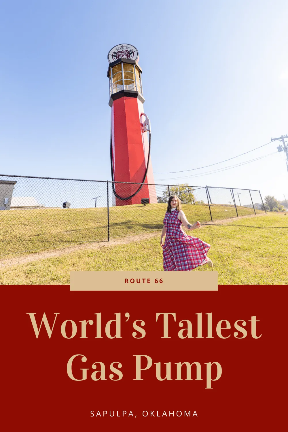 If you’re driving the full length of Route 66, you’re going to need plenty of gas. Maybe even enough to fill this roadside attraction: the World’s Tallest Gas Pump in Sapulpa, Oklahoma. Visit this Route 66 roadside attraction on a road trip to Oklahoma.    #RoadTrips #RoadTripStop #Route66 #Route66RoadTrip #OklahomaRoute66 #Oklahoma #OklahomaRoadTrip #OklahomaRoadsideAttractions #RoadsideAttractions #RoadsideAttraction #RoadsideAmerica #RoadTrip