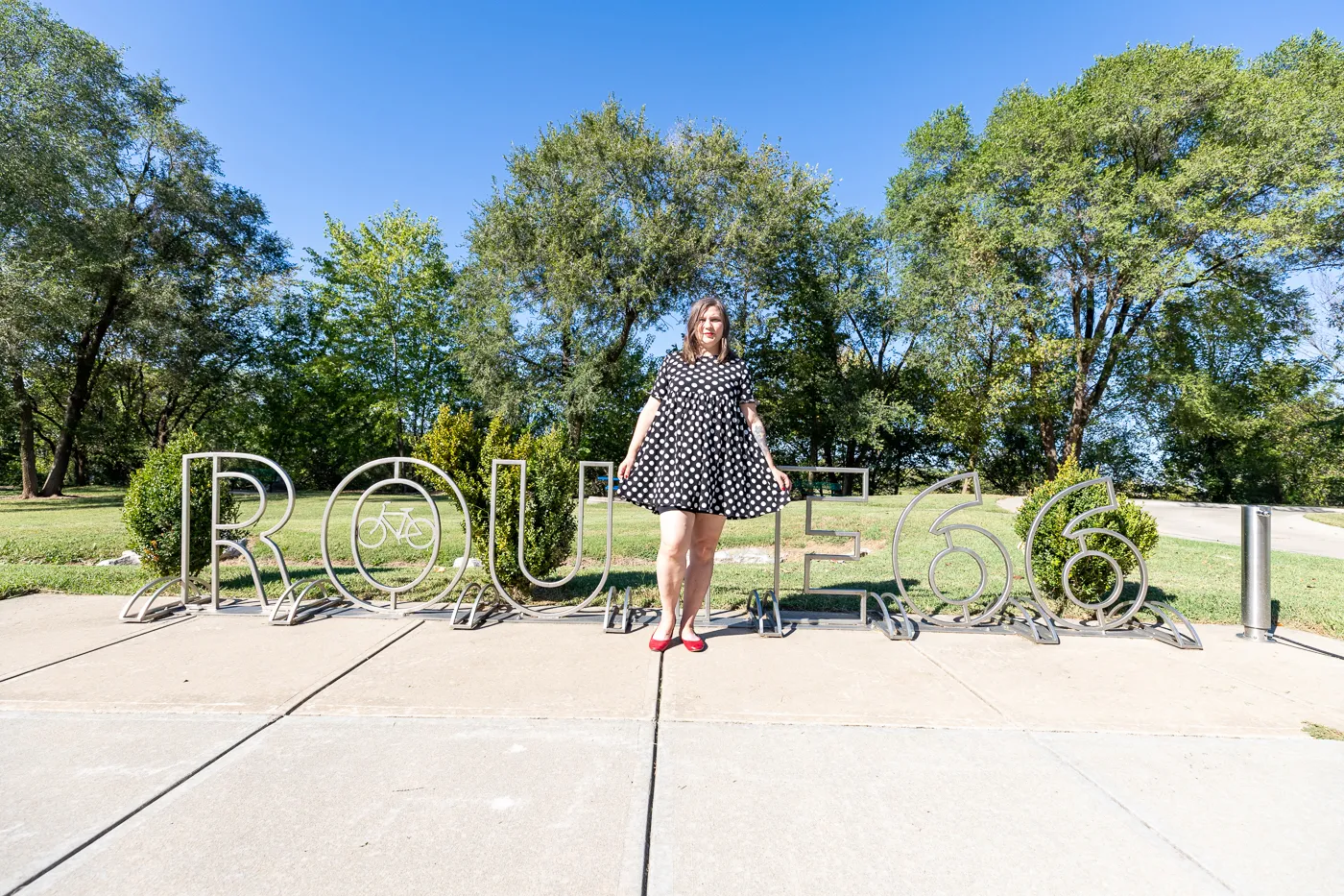 Route 66 bike rack at the Birthplace of Route 66 Roadside Park in Springfield, Missouri