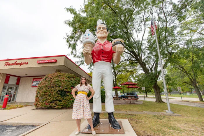 Carl's Ice Cream Muffler Man in Normal, Illinois Route 66 Roadside Attraction