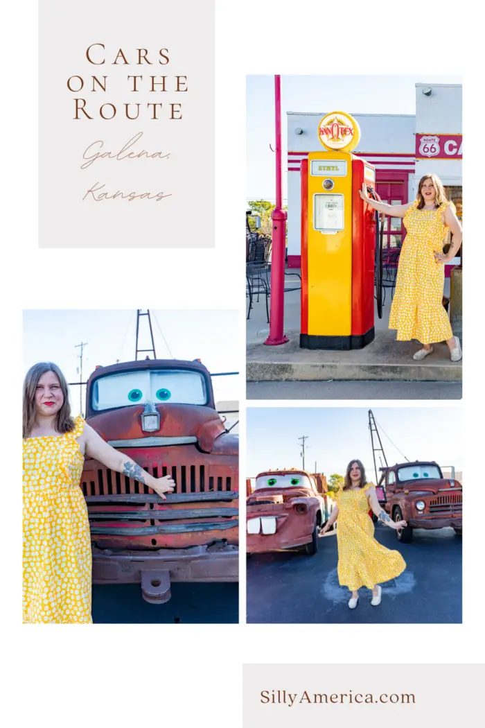 Welcome to Radiator Springs. I mean, Kansas. Galena, Kansas. A town on Route 66 that partially inspired the Disney Pixar movie Cars and where you can meet the character Tow Mater himself at Cars on the Route. Visit this vintage service station roadside attraction a Route 66 road trip through Kansas. #RoadTrips #RoadTripStop #Route66 #Route66RoadTrip #KansasRoute66 #Kansas #KansasRoadTrip #KansasRoadsideAttractions #RoadsideAttractions #RoadsideAttraction #RoadsideAmerica #RoadTrip