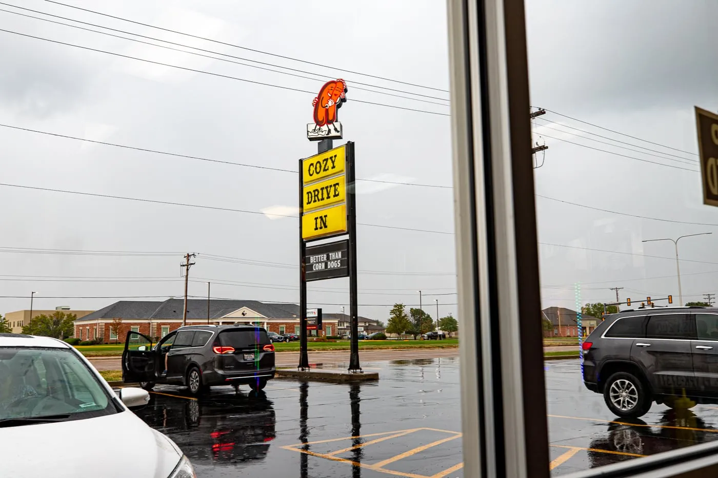 Sign for Cozy Dog Drive In in Springfield, Illinois on Route 66