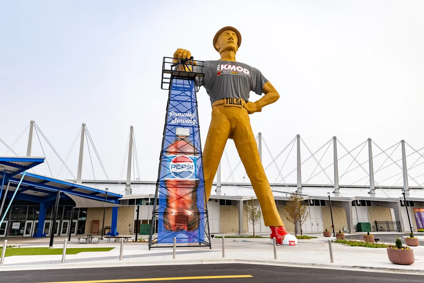 The Golden Driller in Tulsa, Oklahoma roadside attraction on Route 66