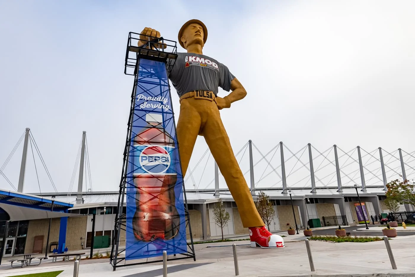 The Golden Driller in Tulsa, Oklahoma roadside attraction on Route 66