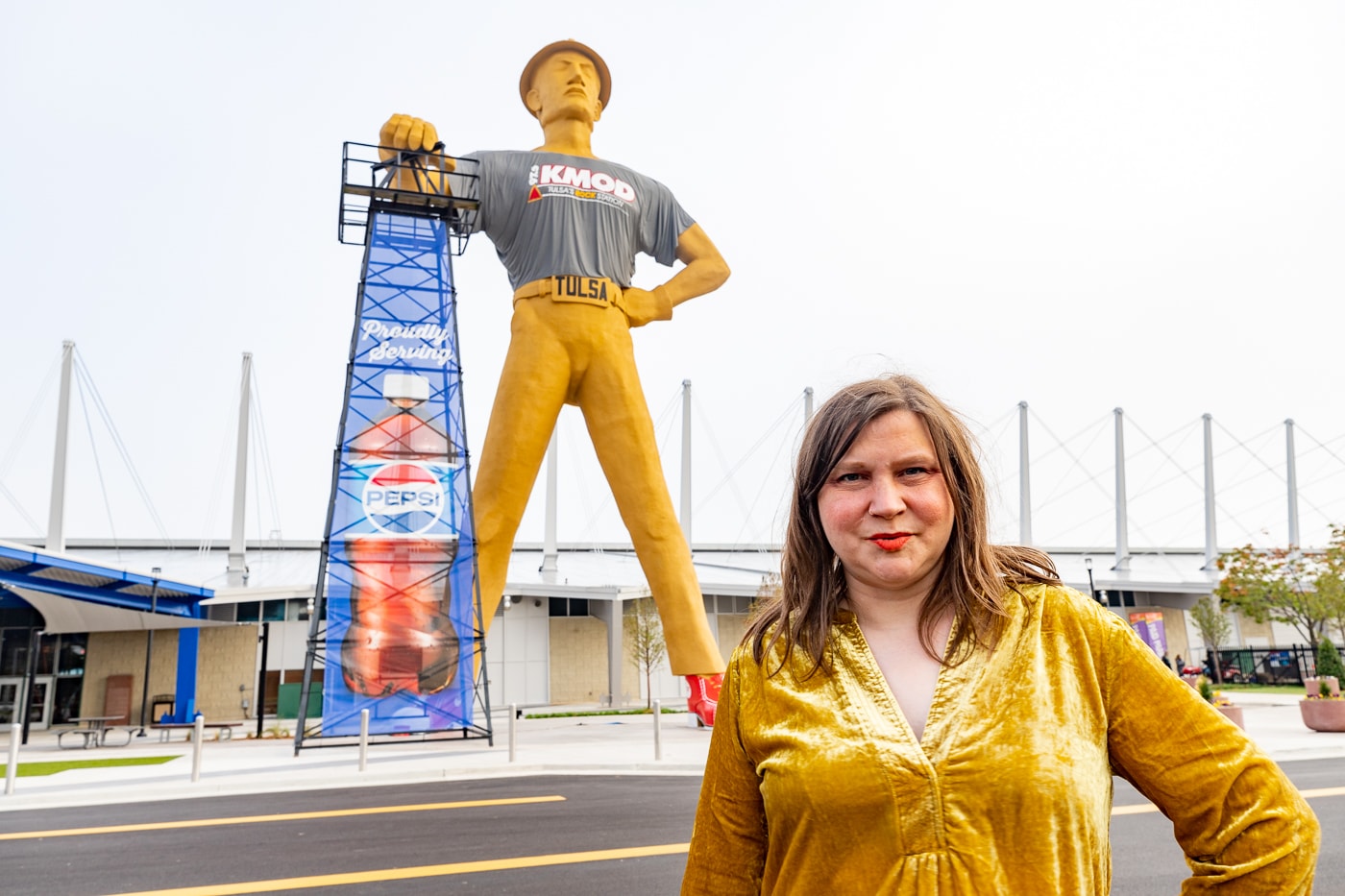 The Golden Driller in Tulsa, Oklahoma roadside attraction on Route 66