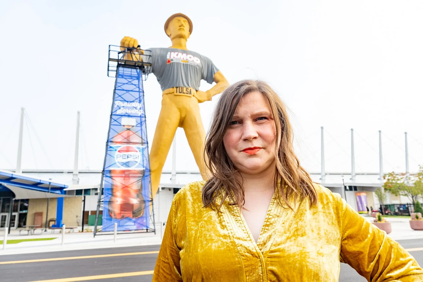 The Golden Driller in Tulsa, Oklahoma roadside attraction on Route 66