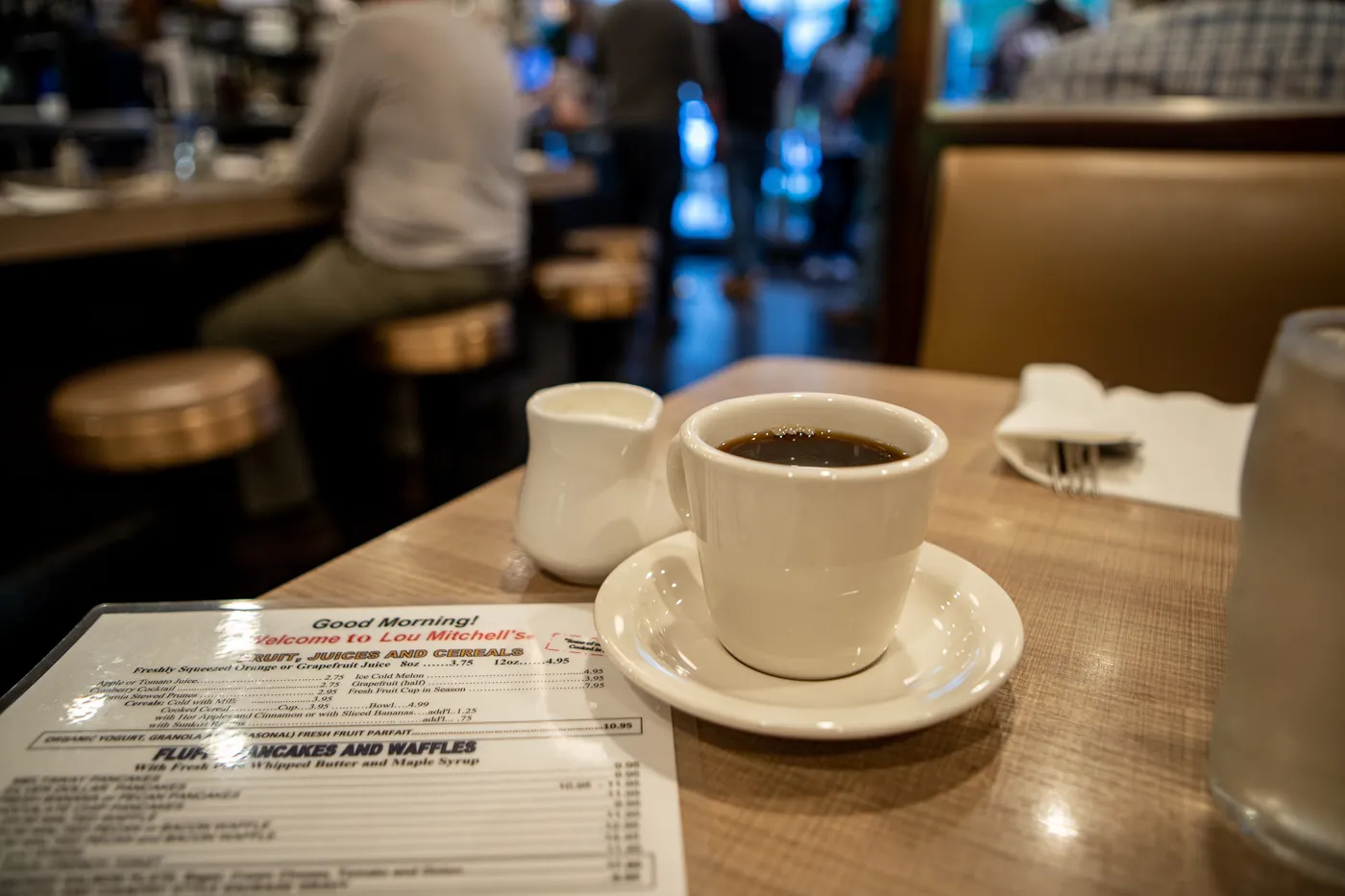 Cup of coffee at Lou Mitchell's Restaurant on Route 66 in Chicago, Illinois