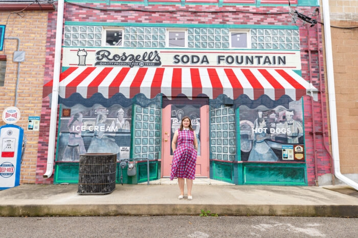 Roszell's Soda Shop mural - Mural City Route 66 Murals in Pontiac, Illinois