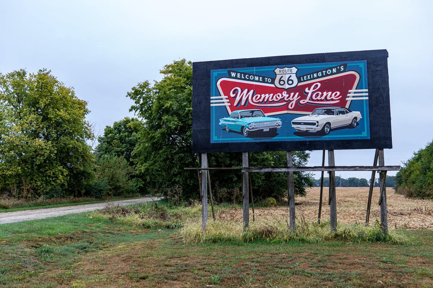 Billboard at Route 66 Memory Lane in Lexington, Illinois