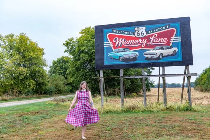 Billboard at Route 66 Memory Lane in Lexington, Illinois