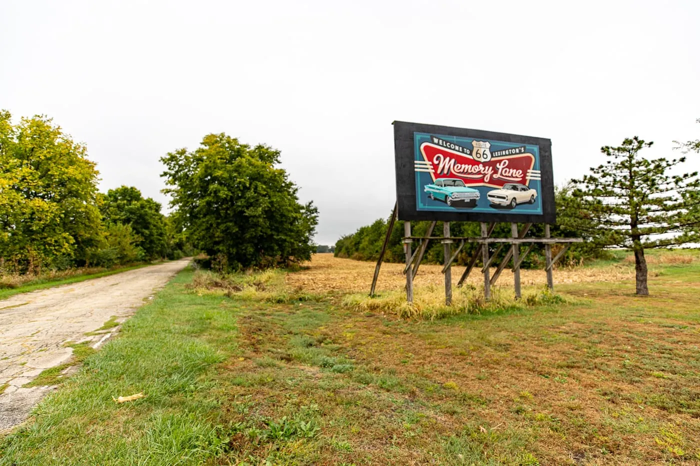 Billboard at Route 66 Memory Lane in Lexington, Illinois