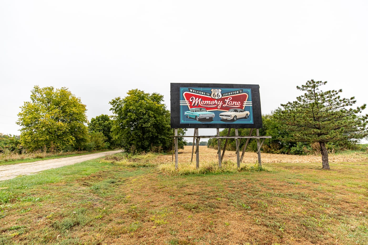 Billboard at Route 66 Memory Lane in Lexington, Illinois