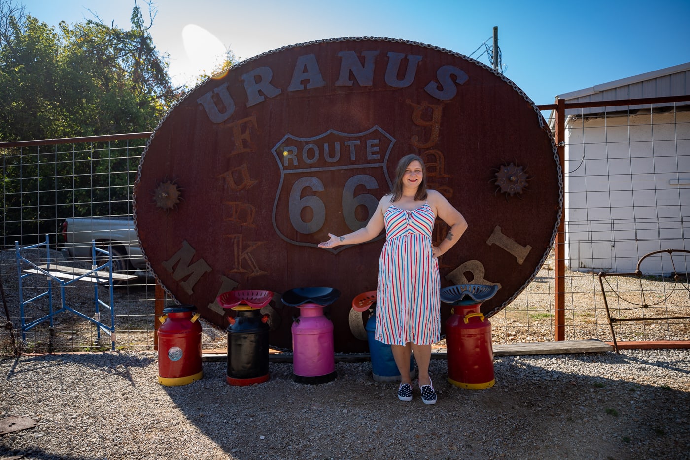 World's Largest Belt Buckle in Uranus, Missouri - Route 66 Roadside Attraction