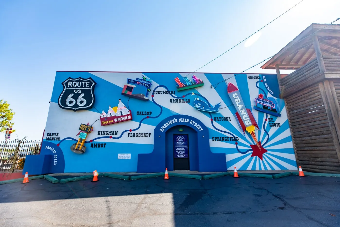 Route 66 mural at Uranus, Missouri and the Uranus Fudge Factory and General Store - Route 66 Roadside Attraction