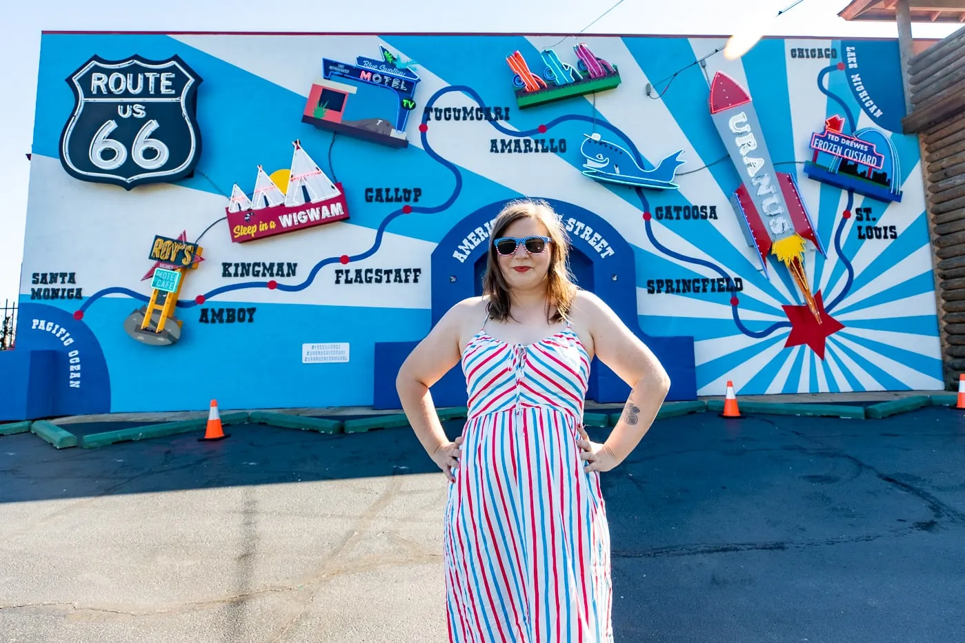 Route 66 mural at Uranus, Missouri and the Uranus Fudge Factory and General Store - Route 66 Roadside Attraction