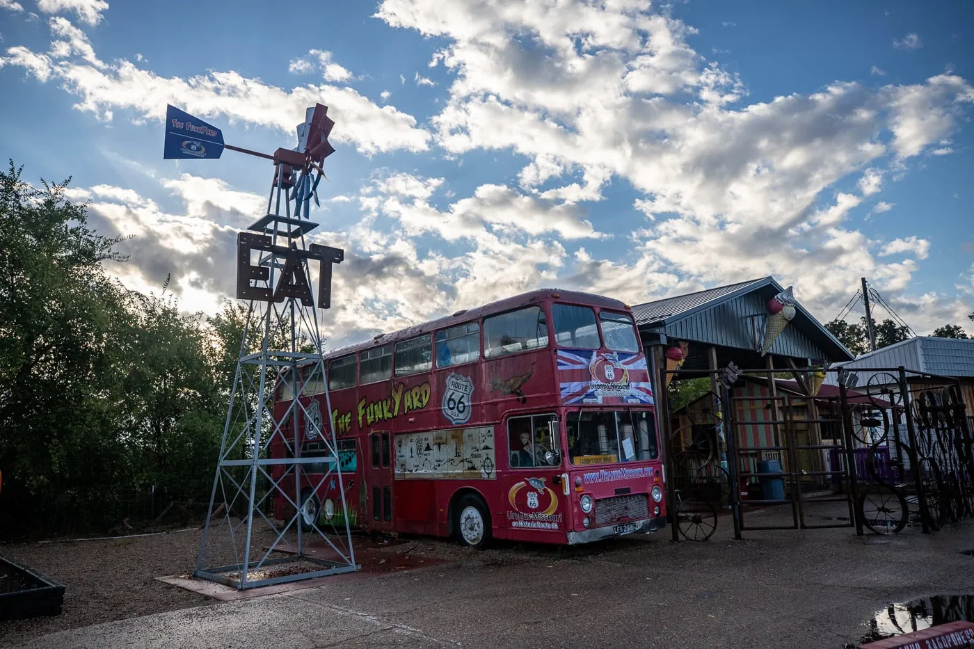 Double decker bus at Uranus, Missouri and the Uranus Fudge Factory and General Store - Route 66 Roadside Attraction