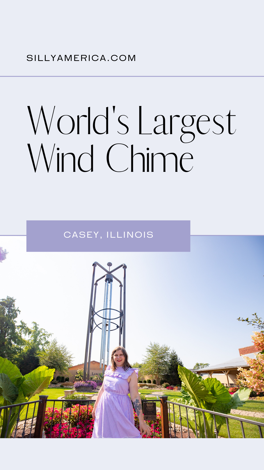 Casey, Illinois is a small town known for its big things. But it wasn’t always that way. Casey used to be just a small town with normal sized things. That is, until Jim Bolin got involved. It all started with one idea and the first big thing in Casey was the World’s Largest Wind Chime. Visit on your Illinois road trip or weekend getaway.  #IllinoisRoadsideAttractions #IllinoisRoadsideAttraction #RoadsideAttractions #RoadsideAttraction #RoadTrip #IllinoisRoadTrip #IllinoisWeekendGetaways