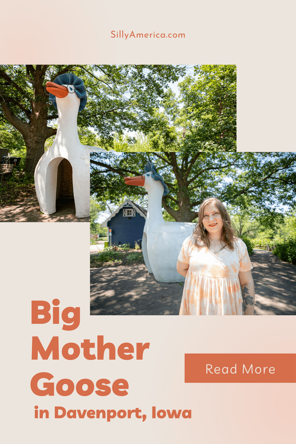 Once upon a time the Big Mother Goose at Fejervary Park in Davenport, Iowa belonged to a different Iowa roadside attraction: Mother Goose Land. Visit this big bird on an Iowa road trip!  #IowaRoadsideAttractions #IowaRoadsideAttraction #RoadsideAttractions #RoadsideAttraction #RoadTrip #IowaRoadTrip #IowaThingsToDo #IowaRoadTripBucketLists #IowaBucketList #IowaRoadTripIdeas #IowaTravel
