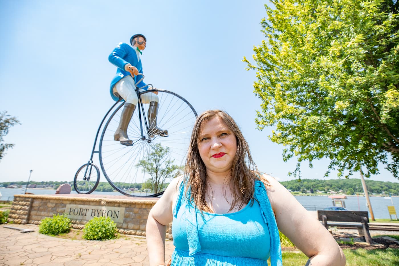 Will B. Rolling - Fiberglass Bicyclist in Port Byron, Illinois