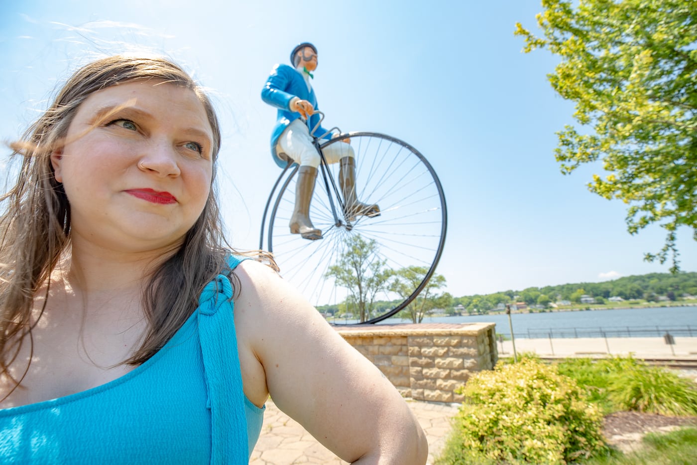 Will B. Rolling - Fiberglass Bicyclist in Port Byron, Illinois