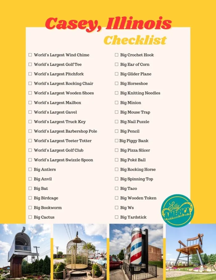 Printable Casey, Illinois Attractions Checklist PDF
