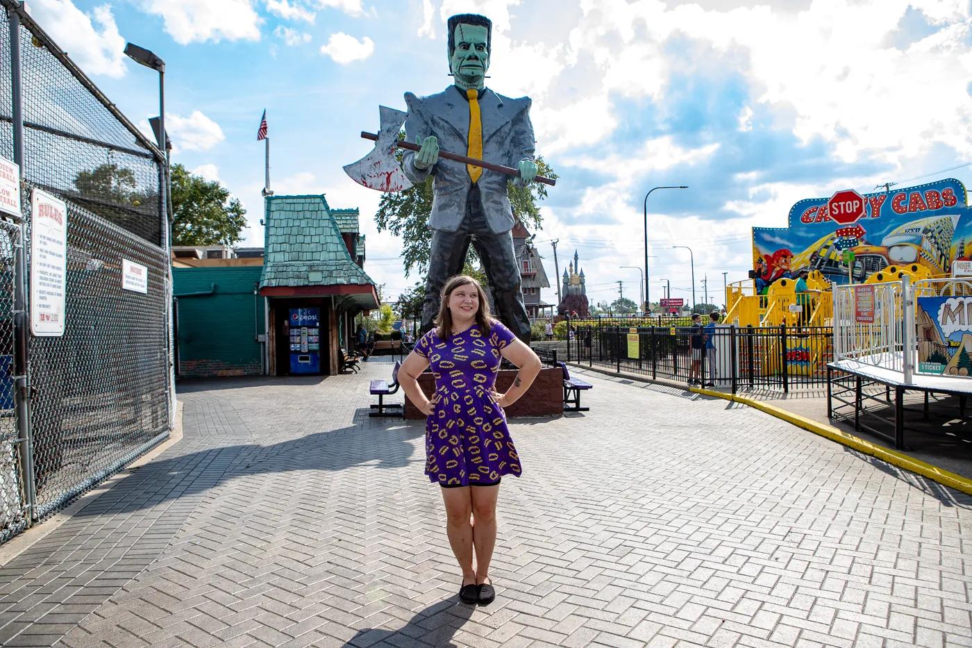 Haunted Trails Frankenstein Muffler Man in Burbank, Illinois