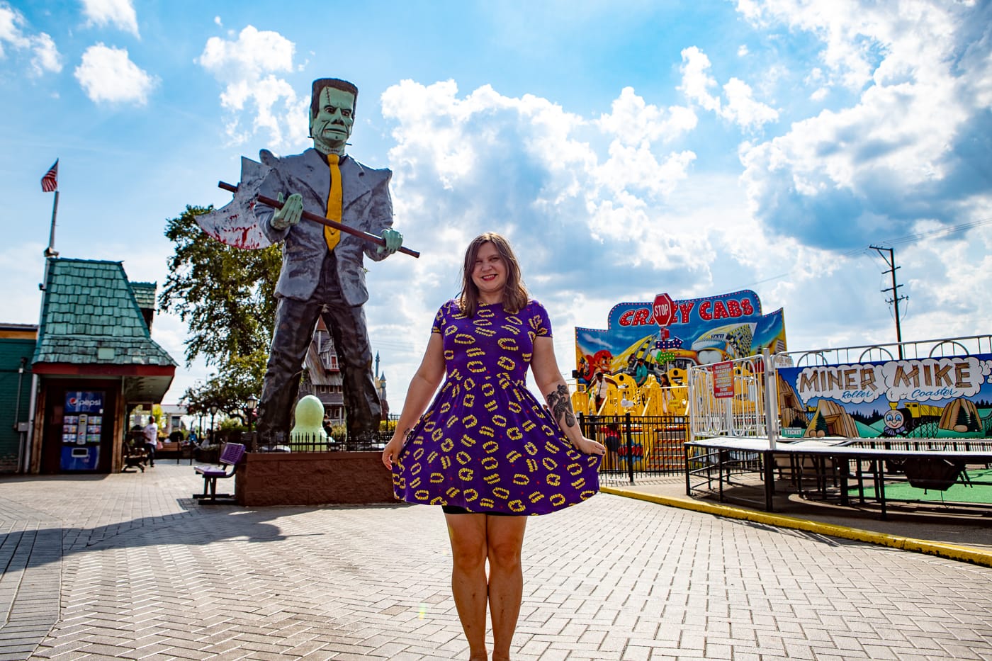 Haunted Trails Frankenstein Muffler Man in Burbank, Illinois