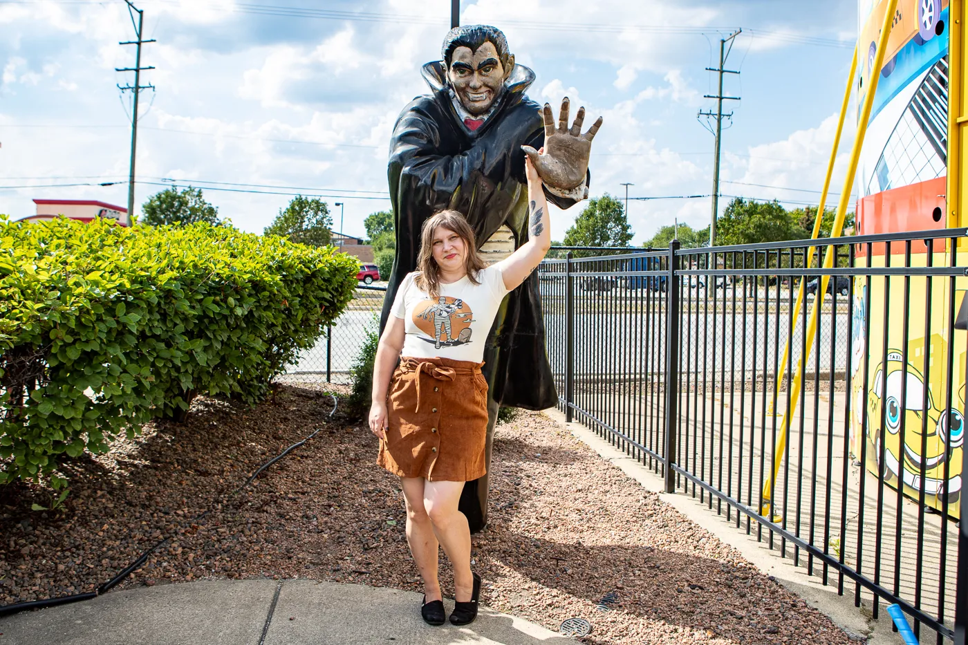 Fiberglass dracula at Haunted Trails mini golf in Burbank, Illinois