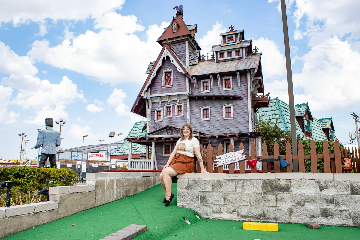 Haunted house at Haunted Trails mini golf in Burbank, Illinois