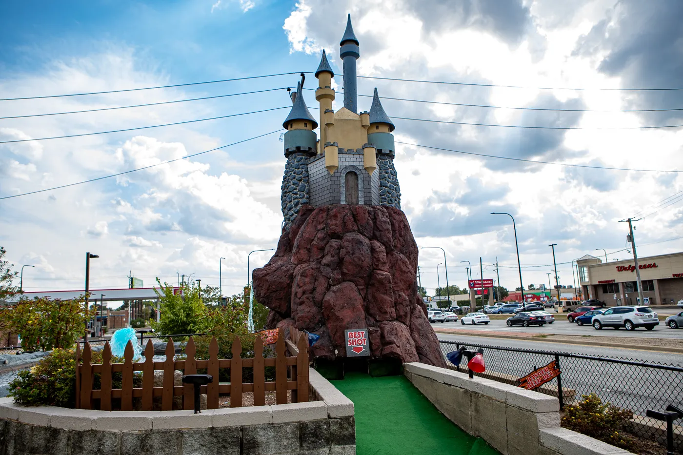 Castle at Haunted Trails mini golf in Burbank, Illinois