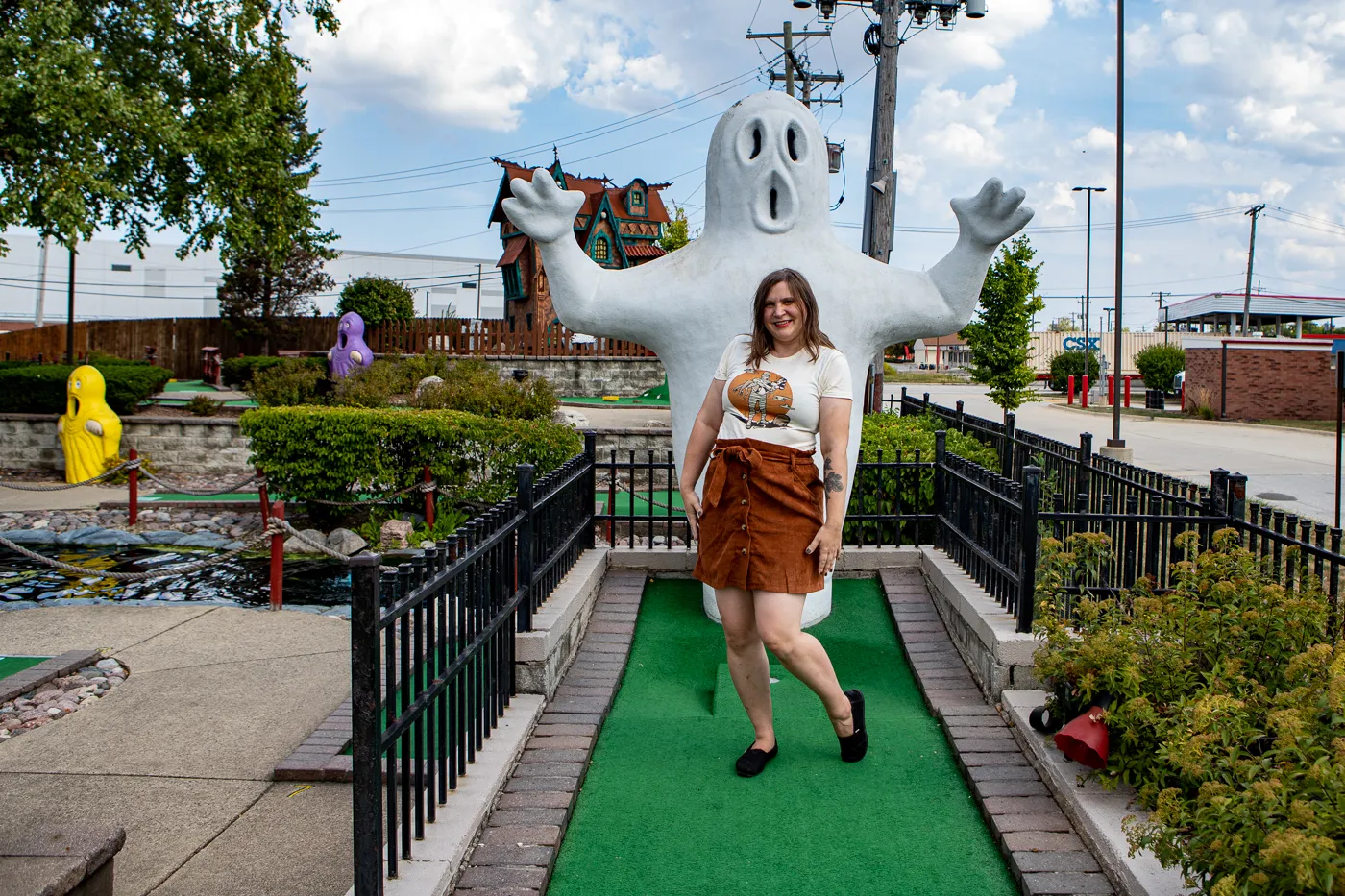 Ghost at Haunted Trails mini golf in Burbank, Illinois