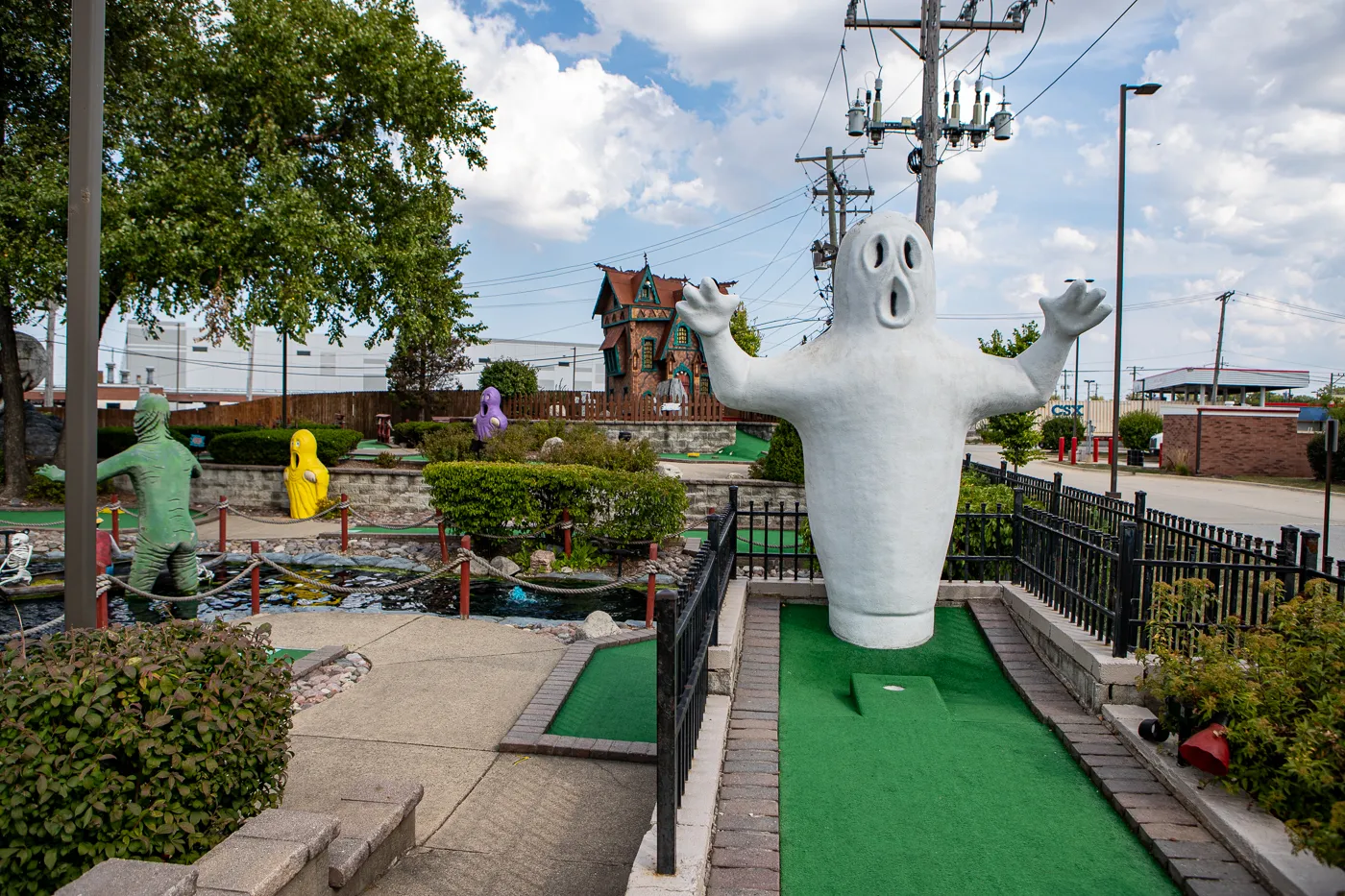 Ghost at Haunted Trails mini golf in Burbank, Illinois