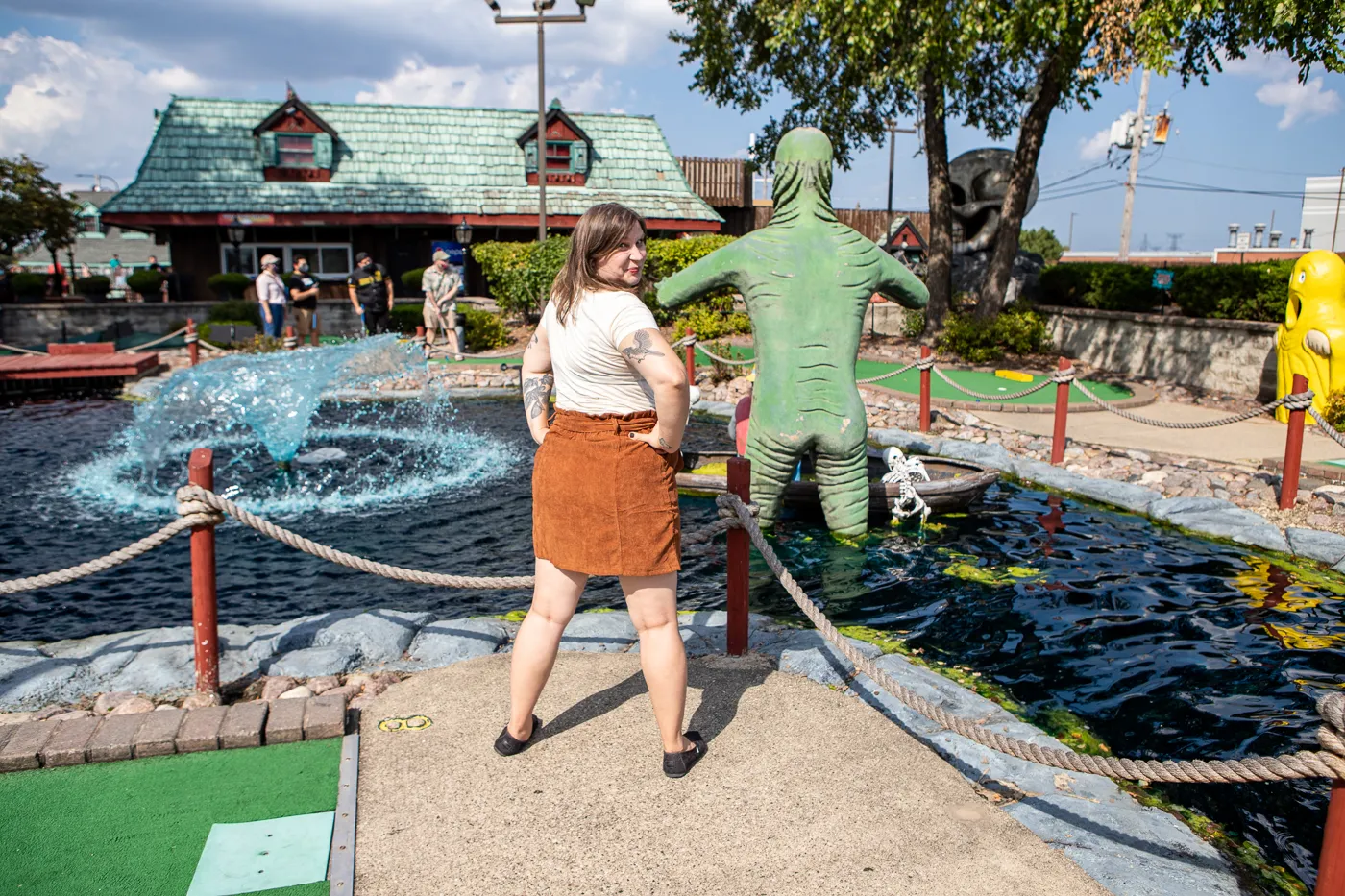 Creature from the black lagoon at Haunted Trails mini golf in Burbank, Illinois