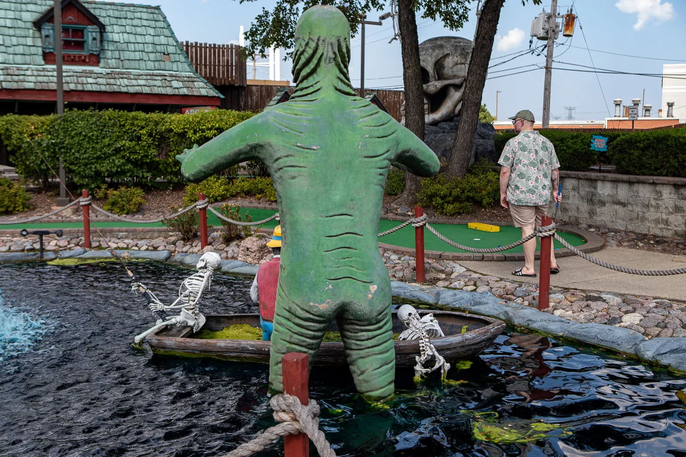Creature from the black lagoon at Haunted Trails mini golf in Burbank, Illinois
