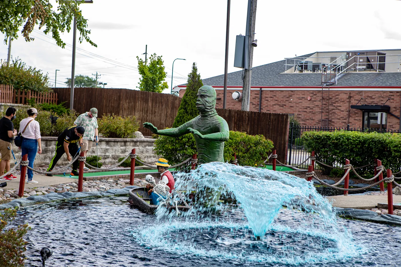 Creature from the black lagoon at Haunted Trails mini golf in Burbank, Illinois