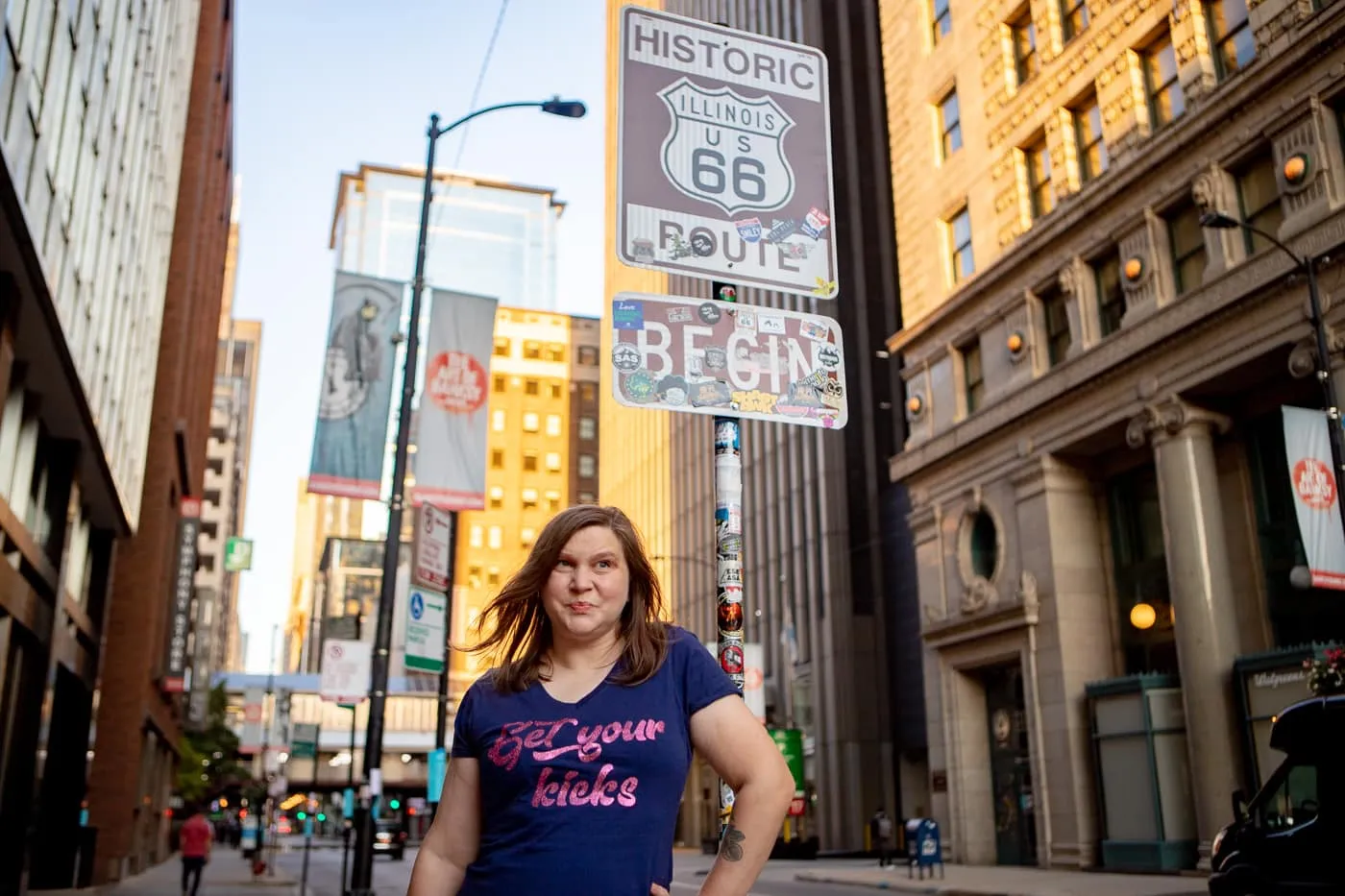 Historic Route 66 Begin Sign in Chicago, Illinois