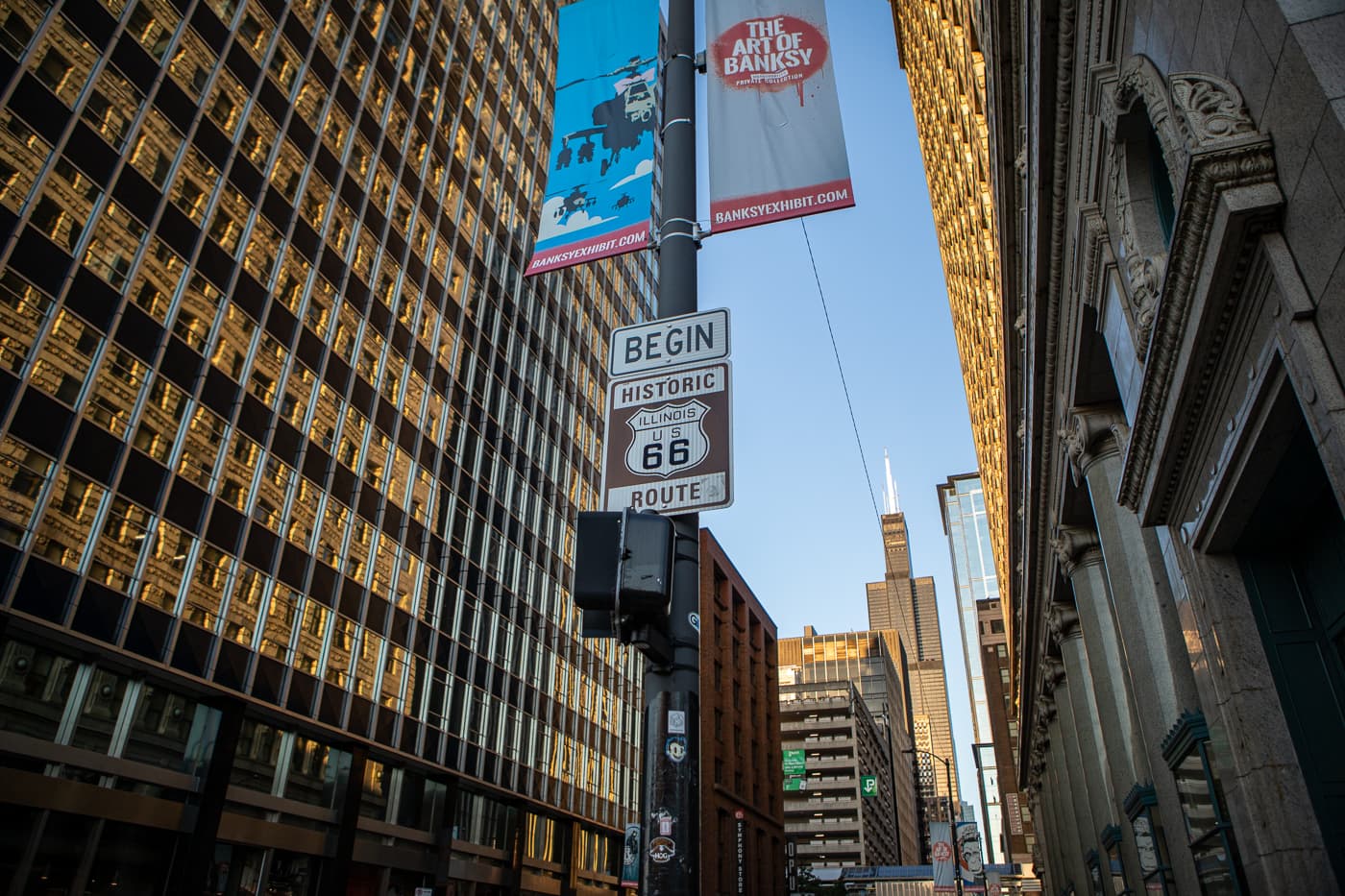 Historic Route 66 Begin Sign in Chicago, Illinois